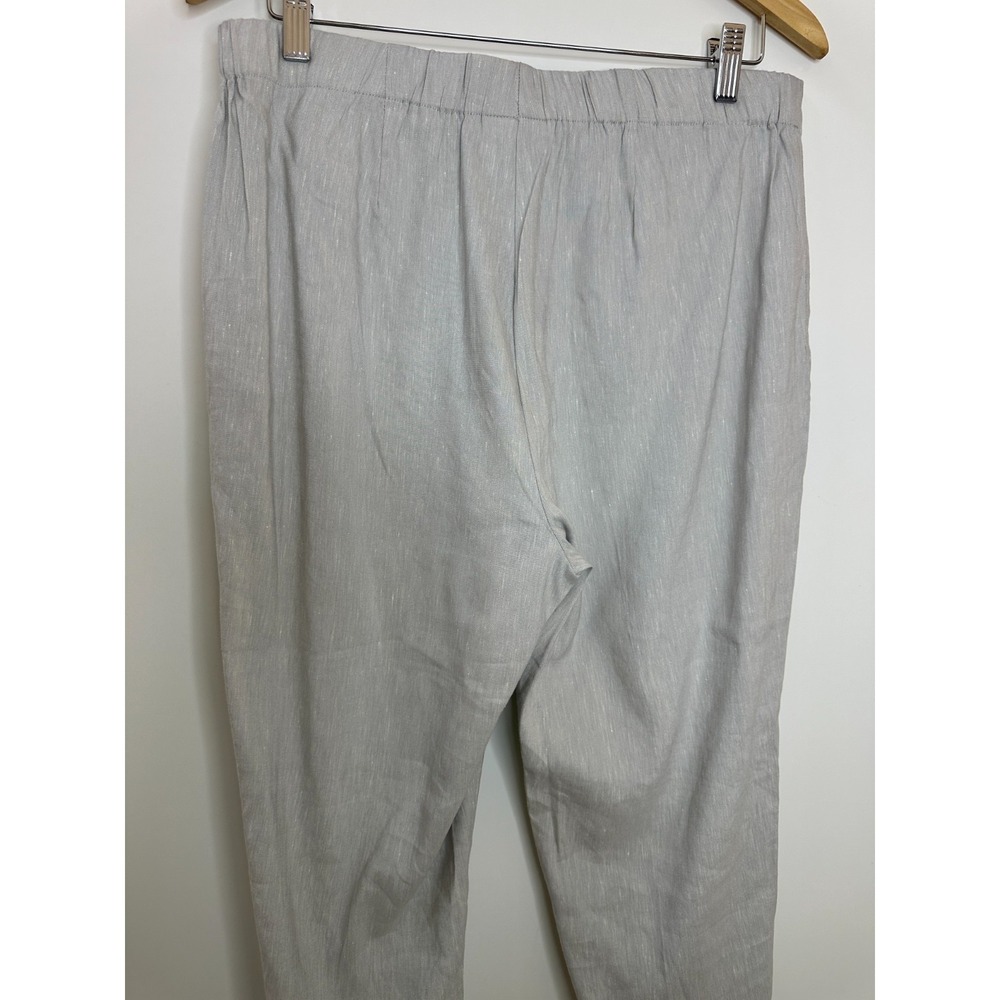 New J. Jill Button Hem Ankle Pants Zinc White Gray Linen Blend Stretch Medium - Picture 15 of 16